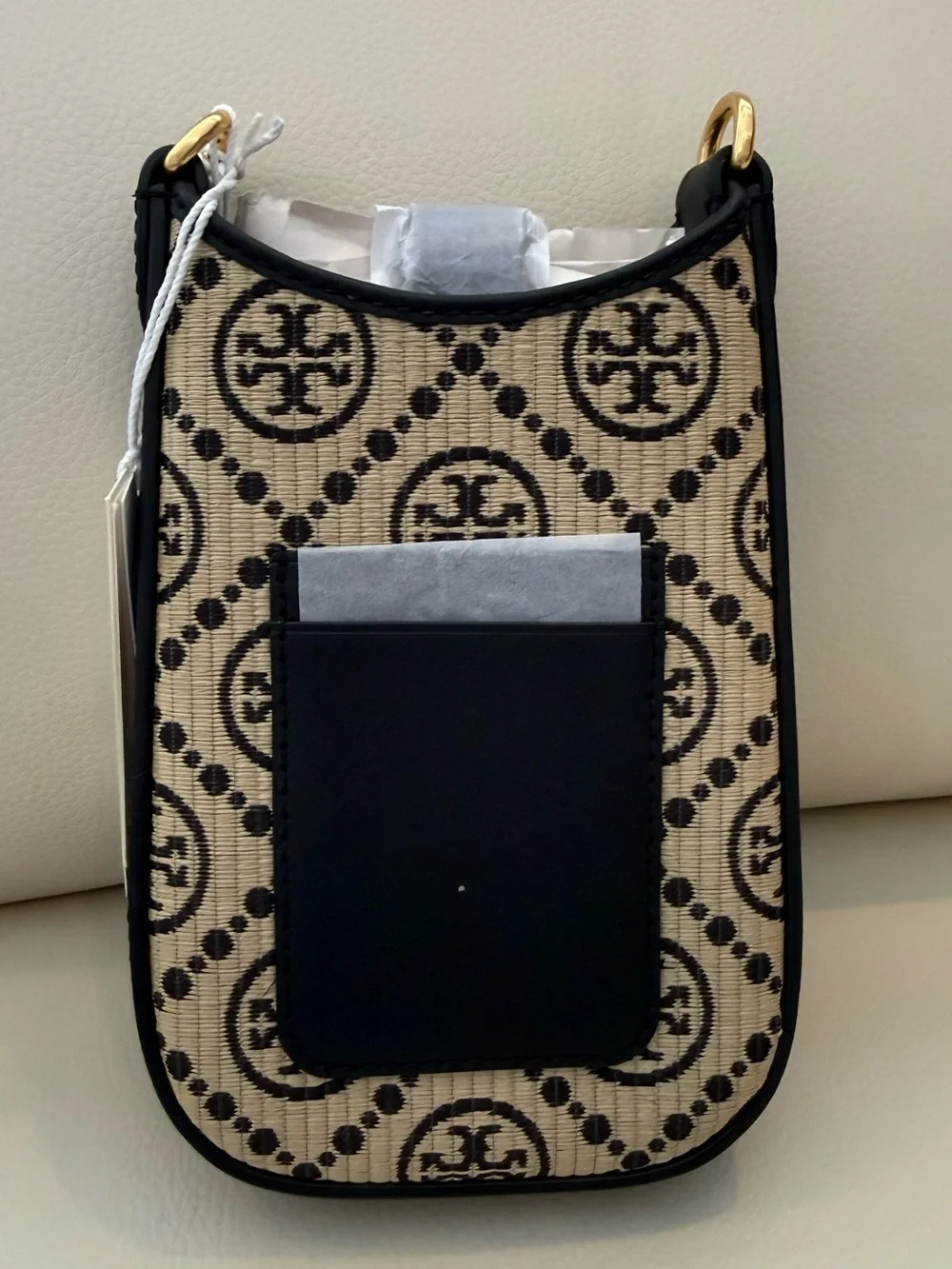 NWT T Monogram Raffia Phone crossbody